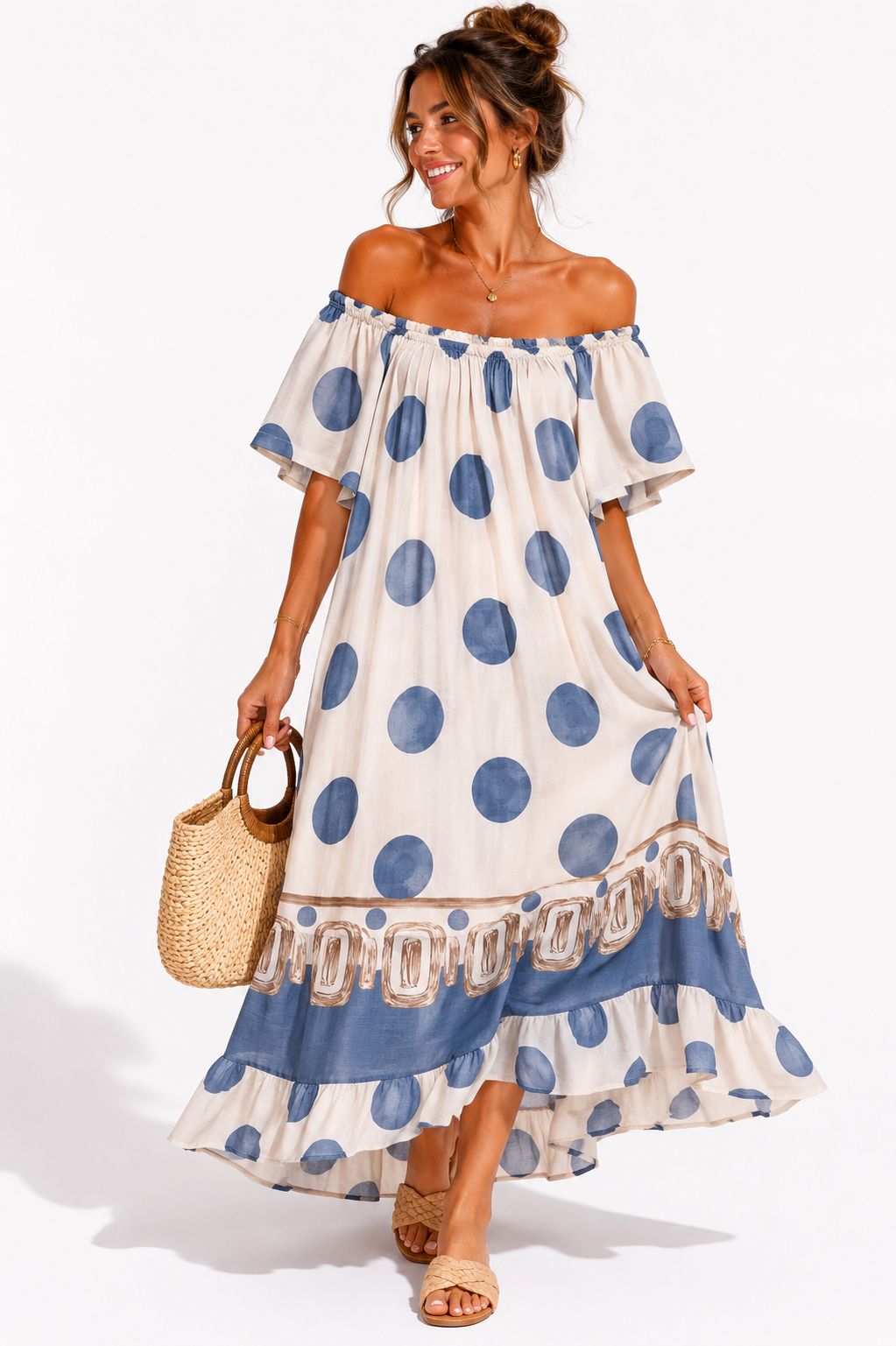 Off Shoulder Printed Dress