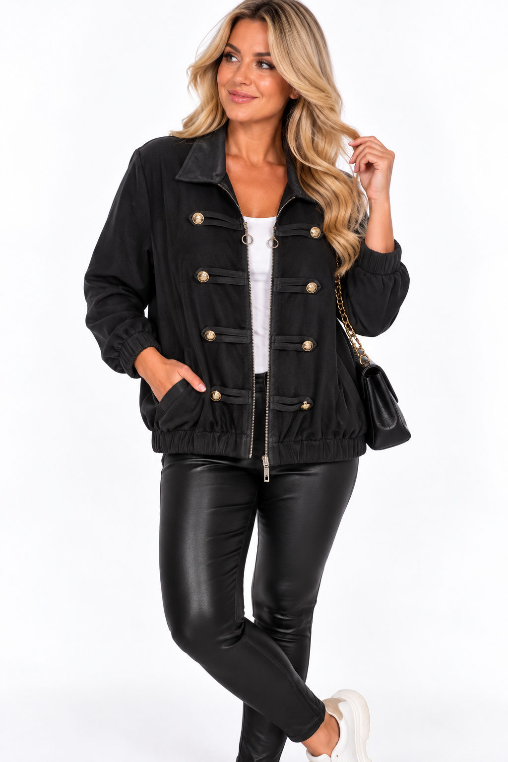 Military Zip Up Jacket - Black