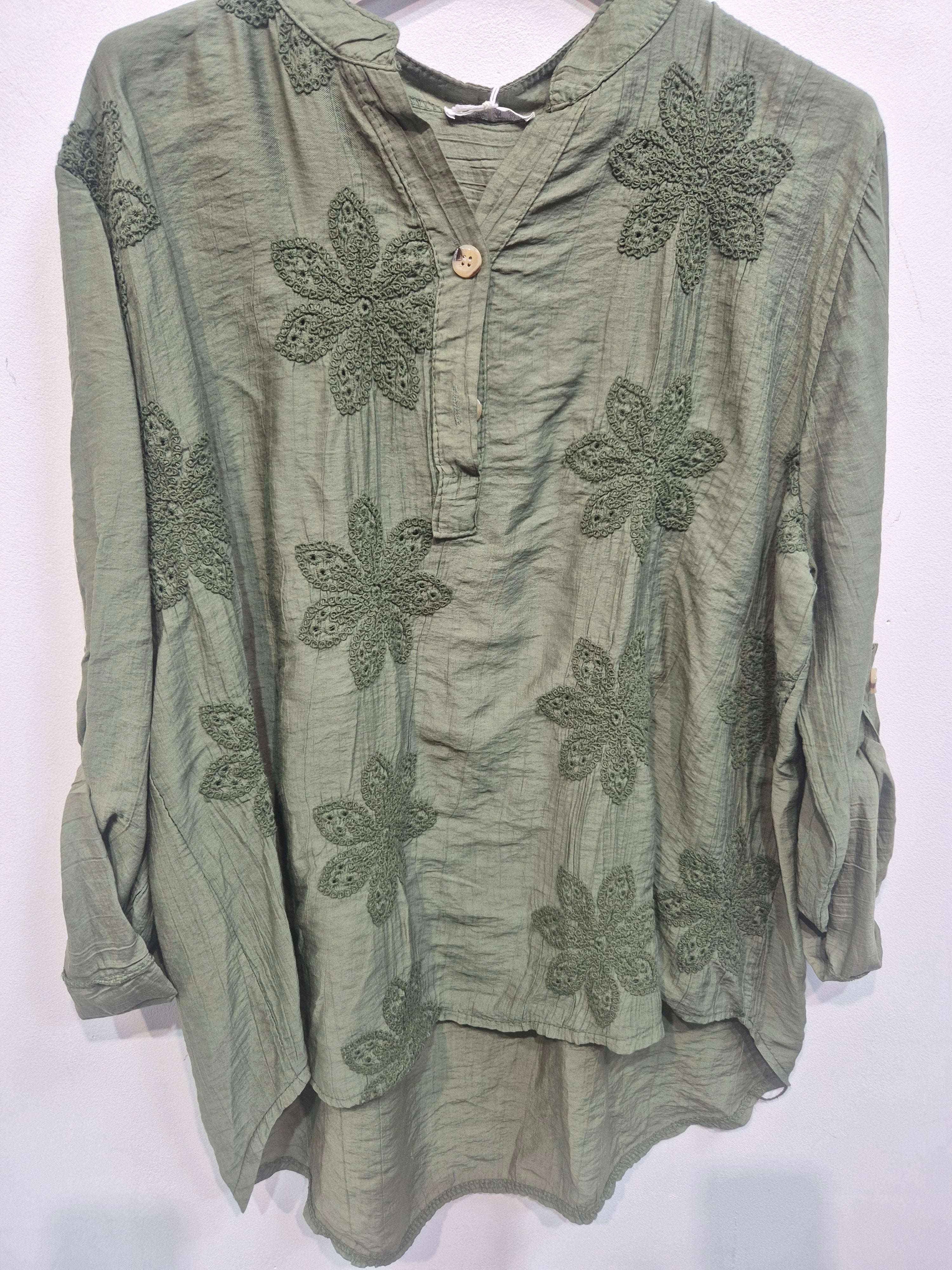 Embroidered Floral Shirt