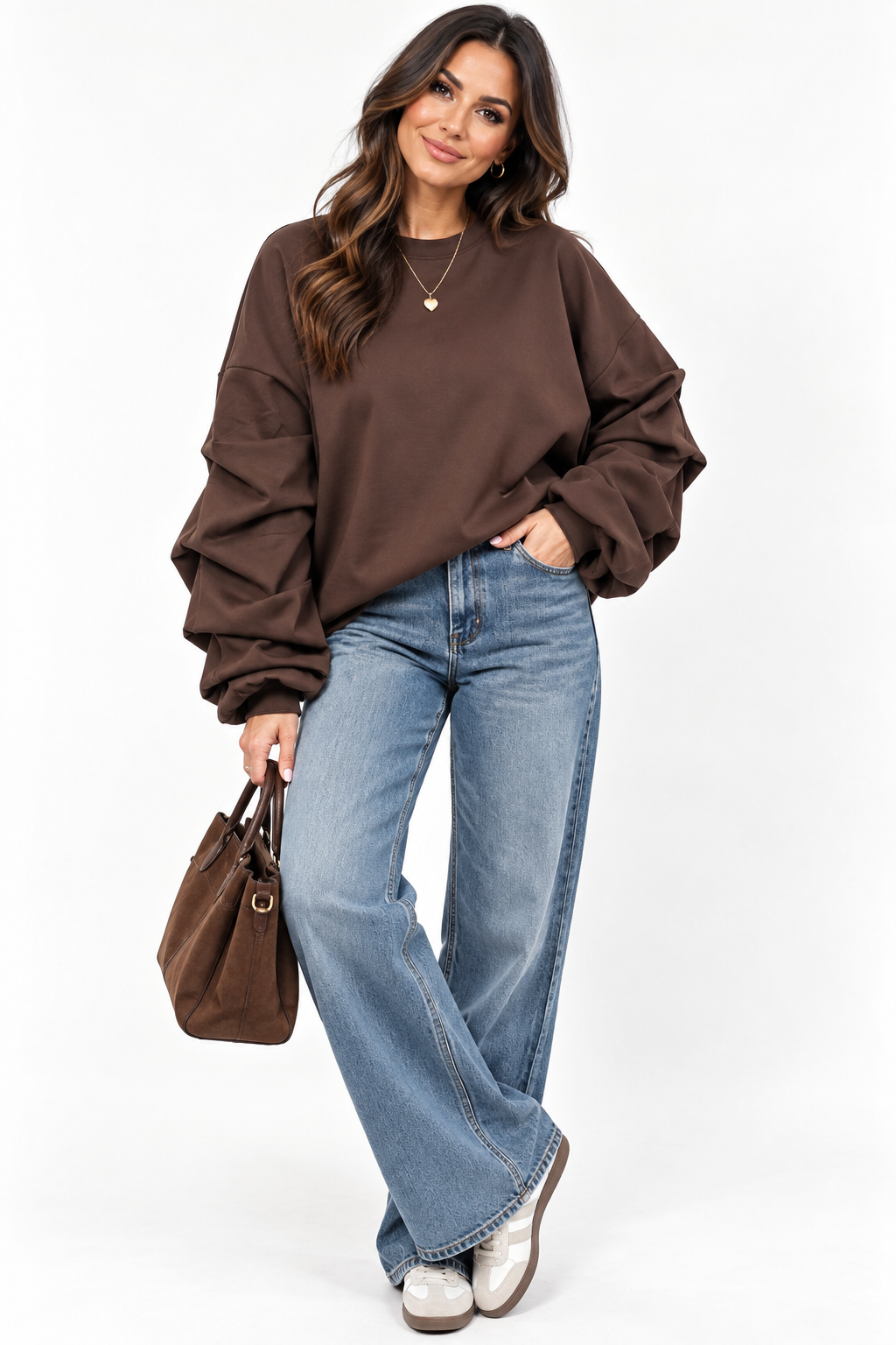 Ruched Sleeve Sweatshirt