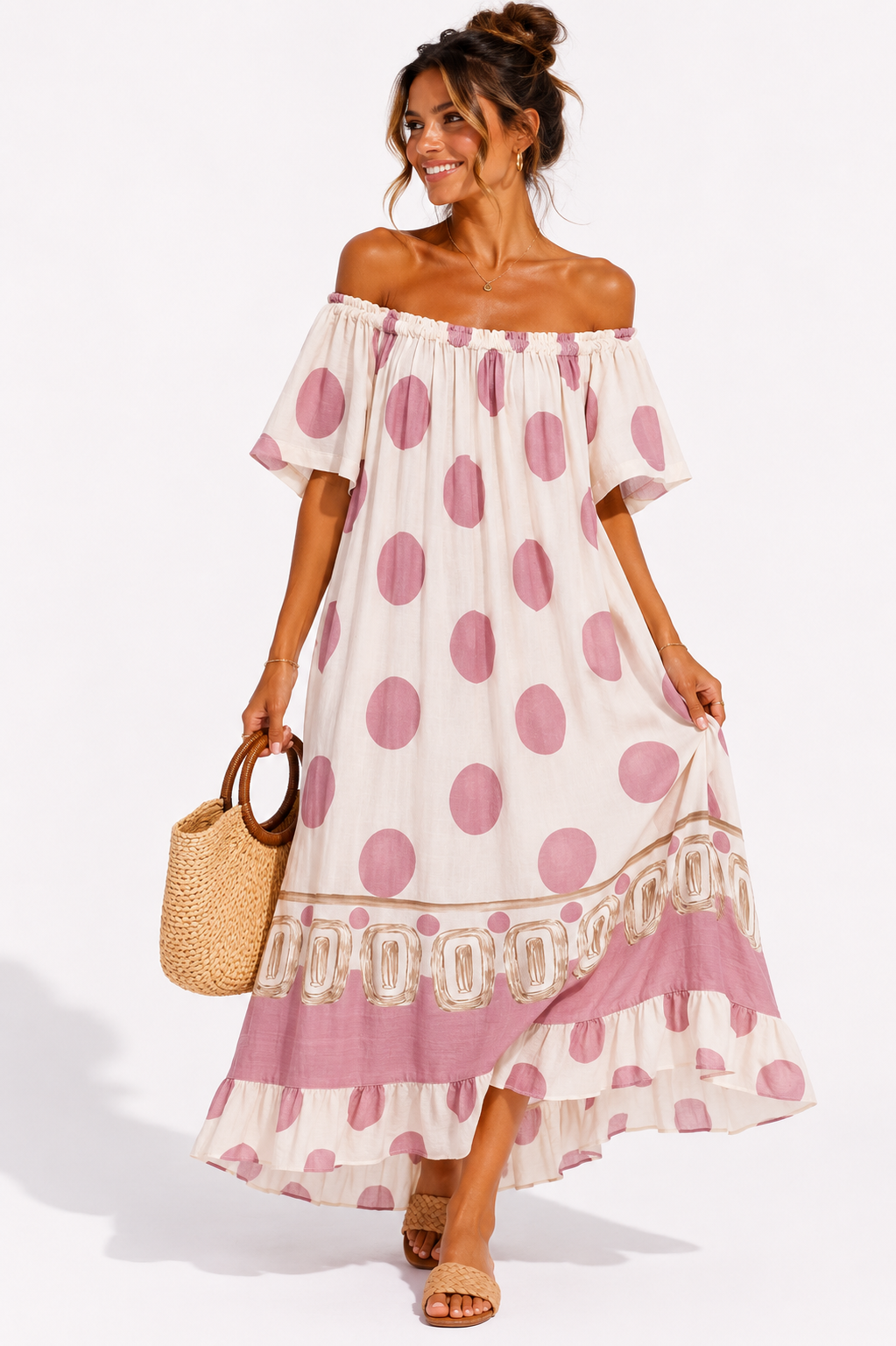 Off Shoulder Printed Dress