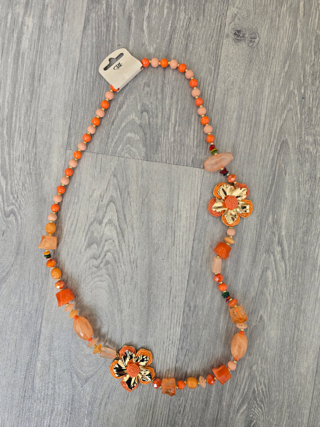 Flower Necklace - Orange