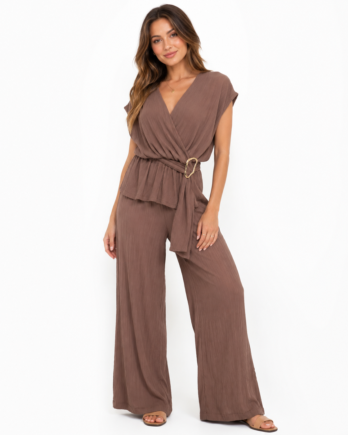 Elasticated Two Piece Pleated Set