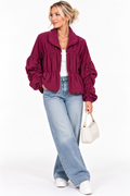 Puckered Ruffle Sleeve Jacket