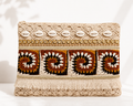 Crochet Shell Envelope Bag - Brown