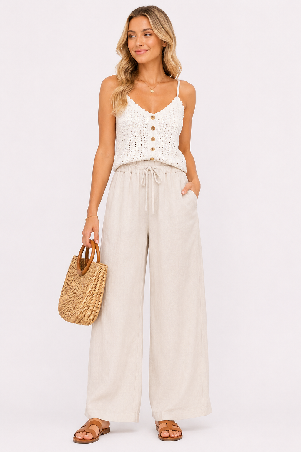 Linen Wide Leg Trousers