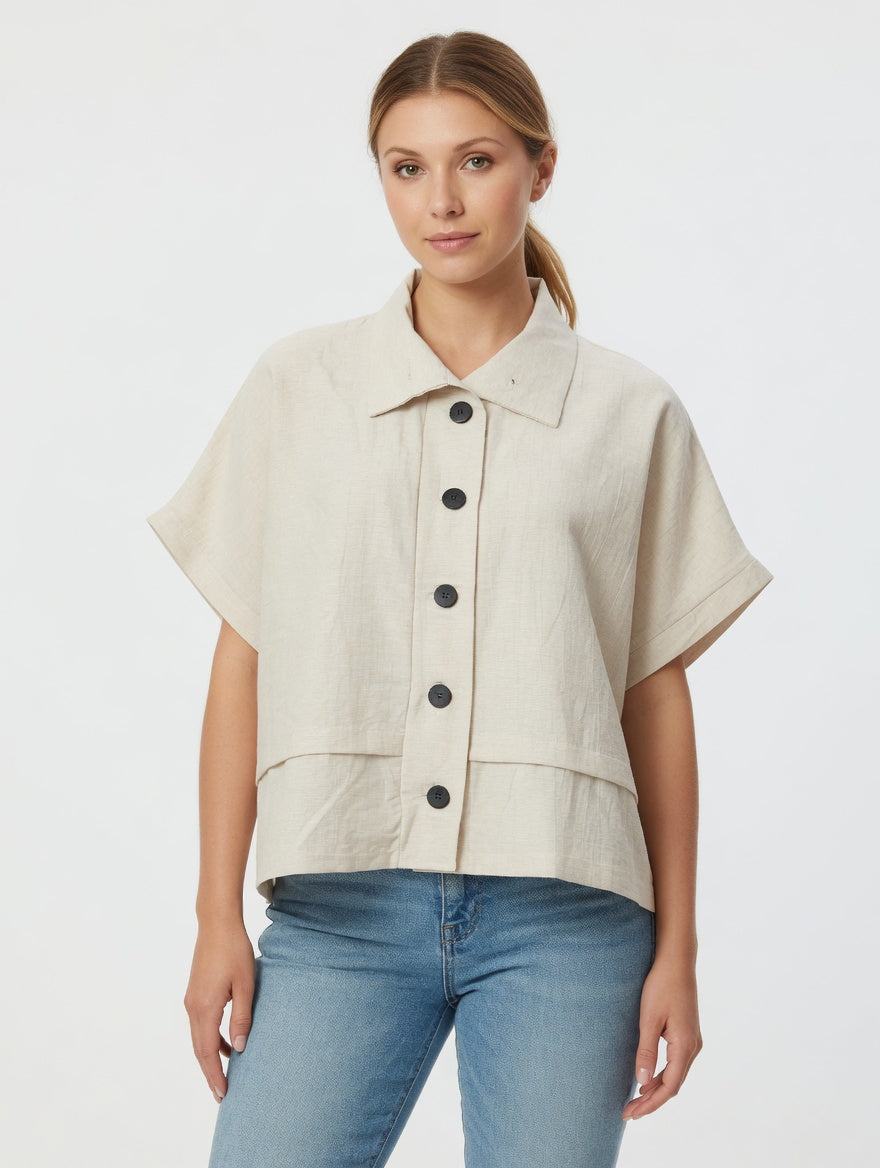 Button-Up Box Shirt - Cream