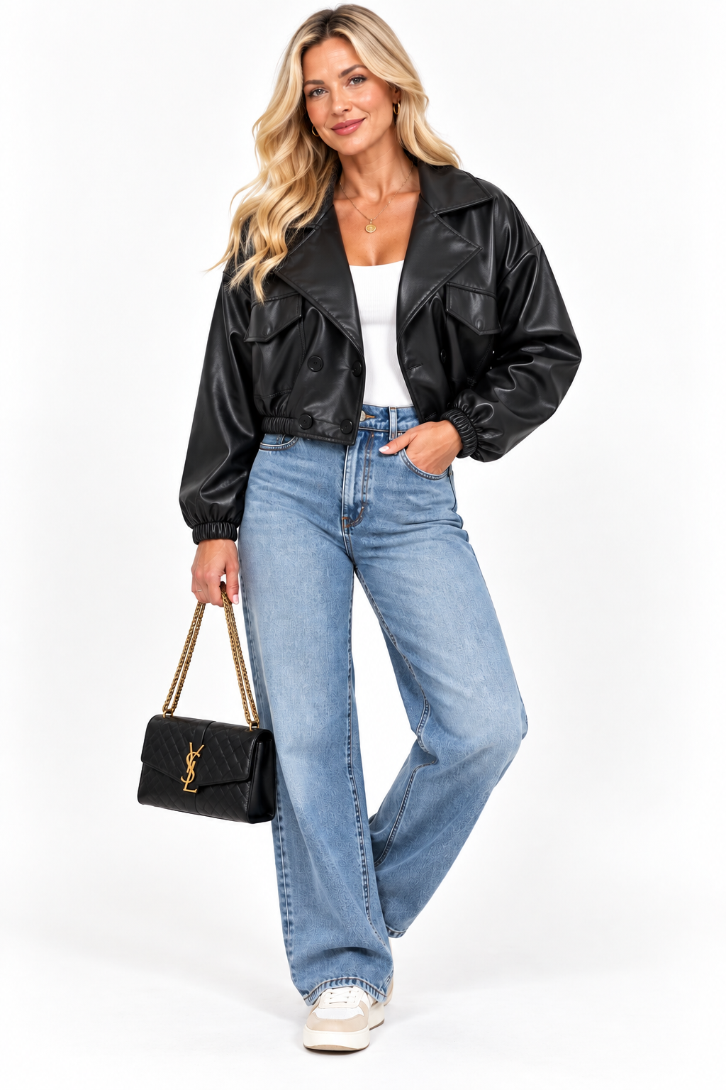 Cropped Pleather Jacket