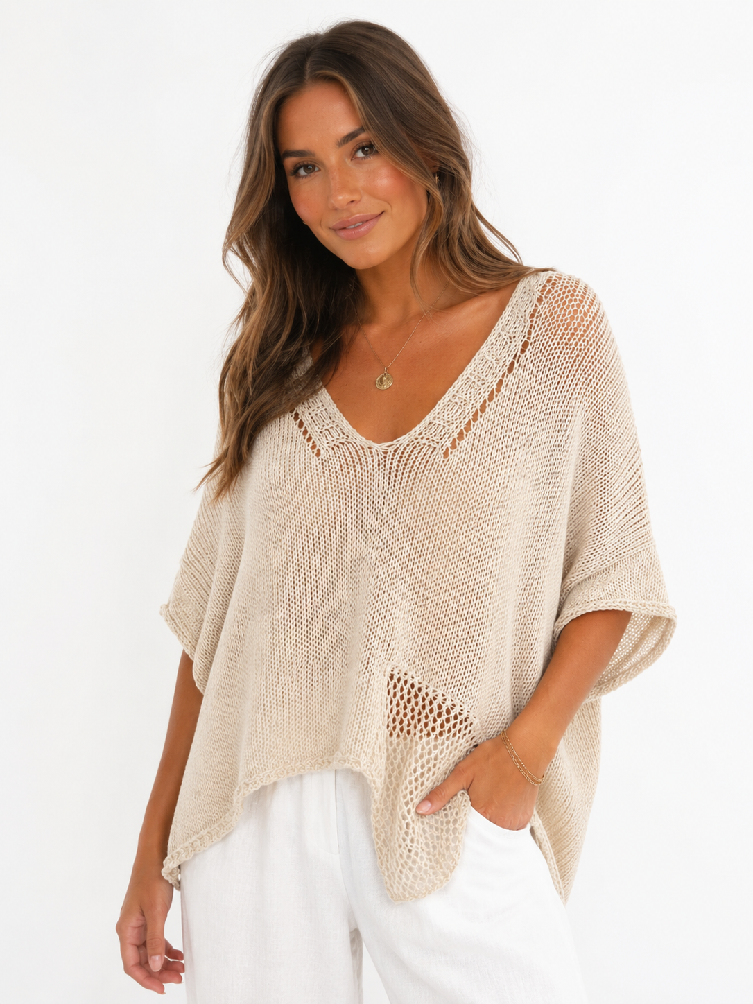 Drop Knitted V-Neck Jumper