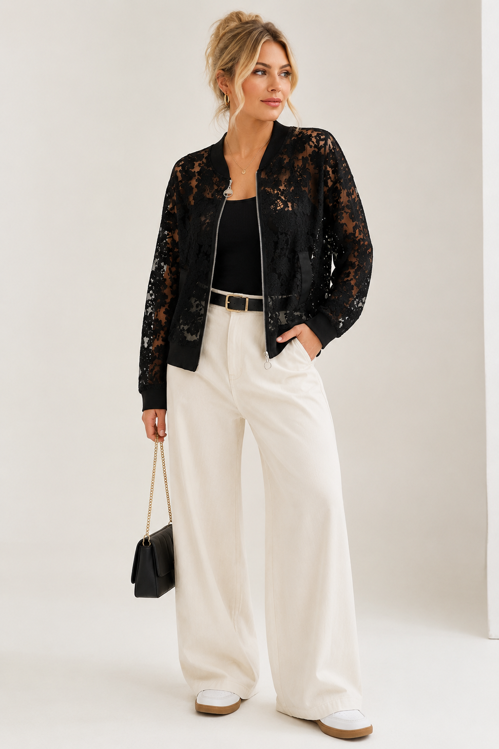Lightweight Lace Zip Up Jacket