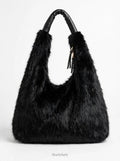 Fluffy Shoulder Bag - Black