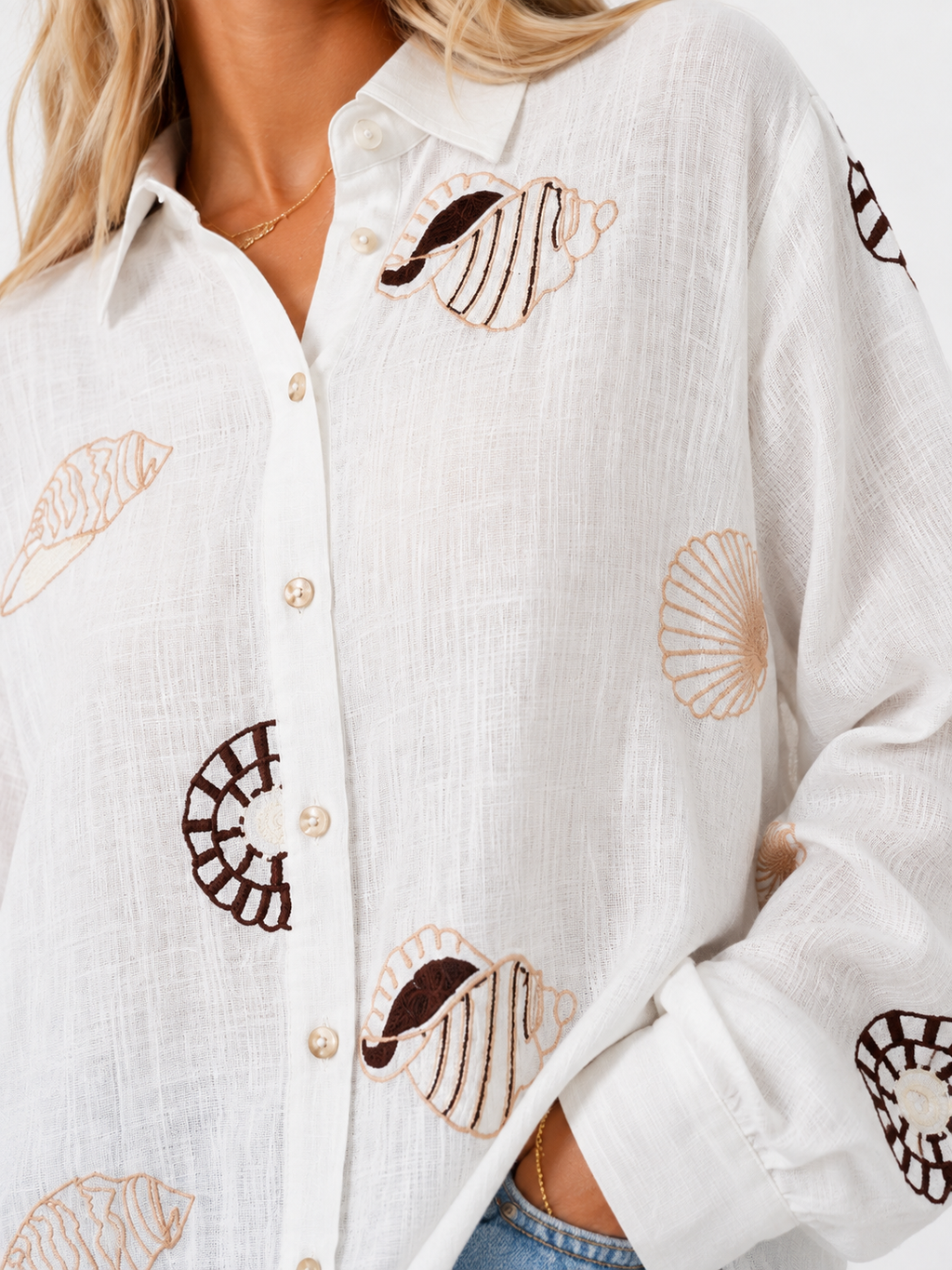 Embroidered Seashell Shirt
