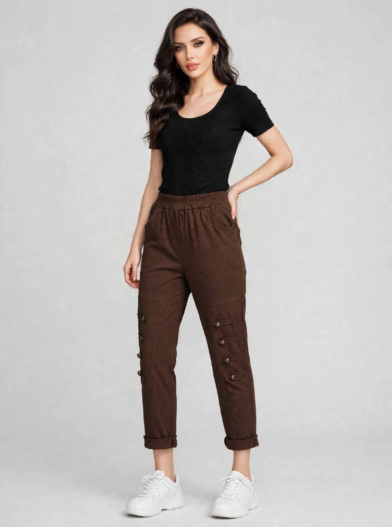 Military style stretch trousers
