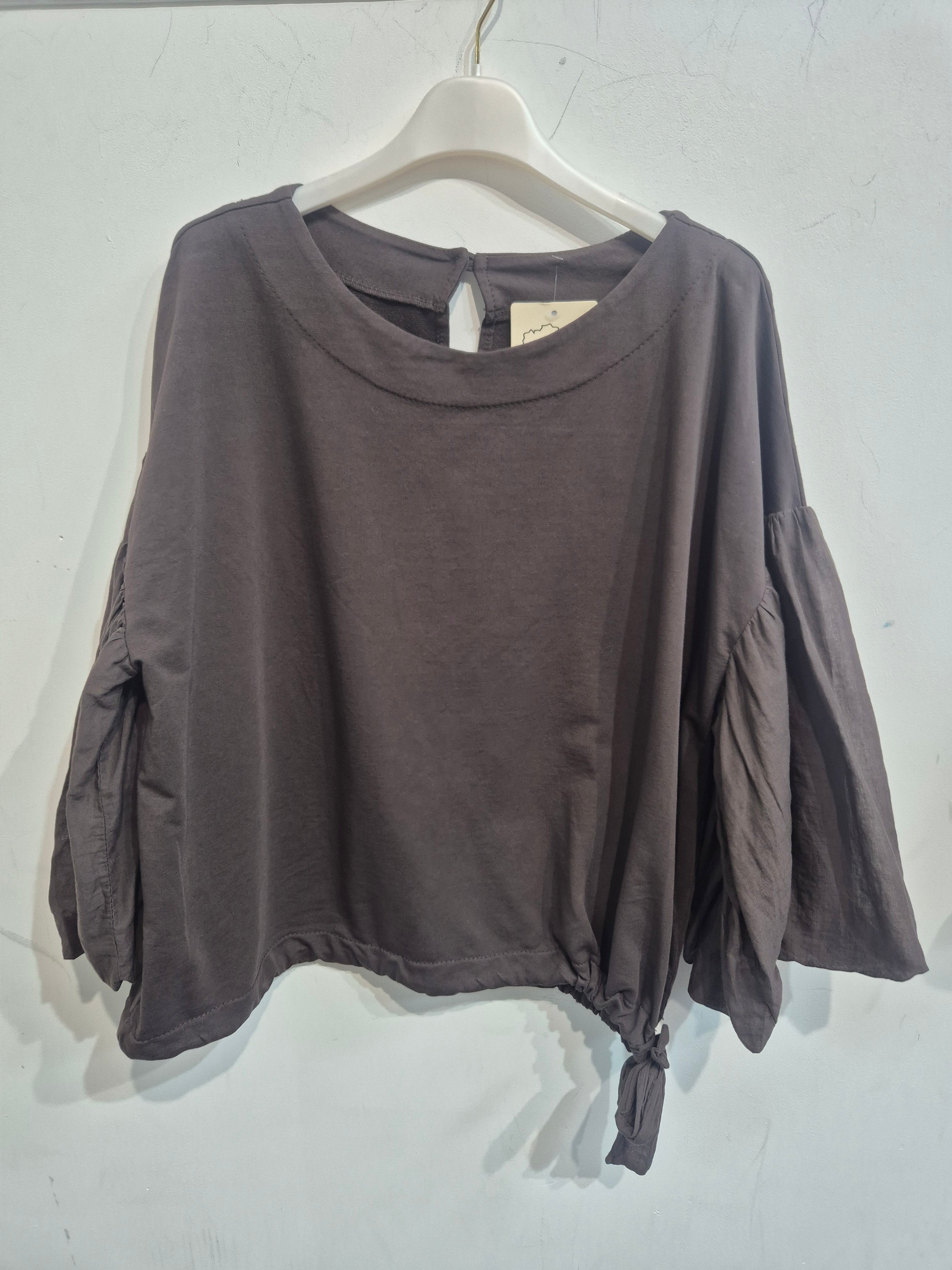 Ballon sleeve side tie top