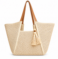Large Woven Bag with Tassels