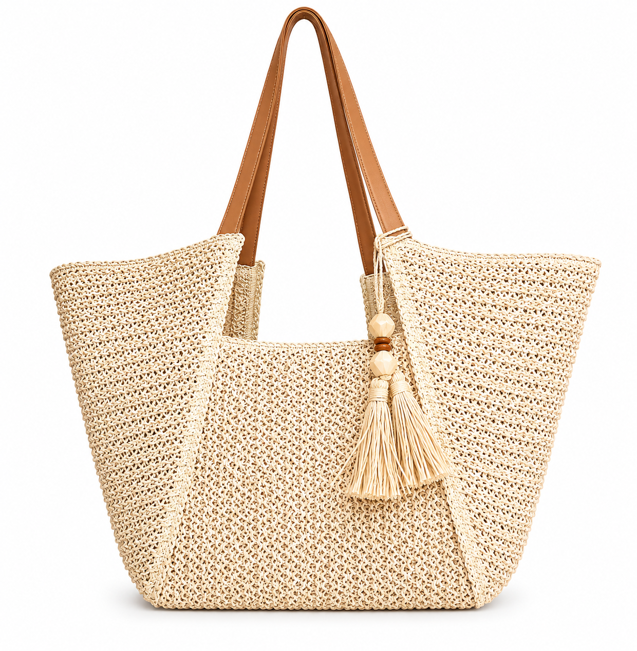 Large Woven Bag with Tassels