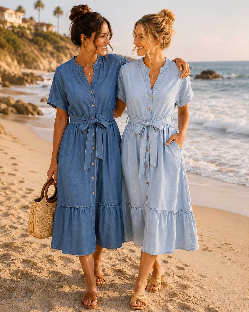 Demin Tie Waist Dress