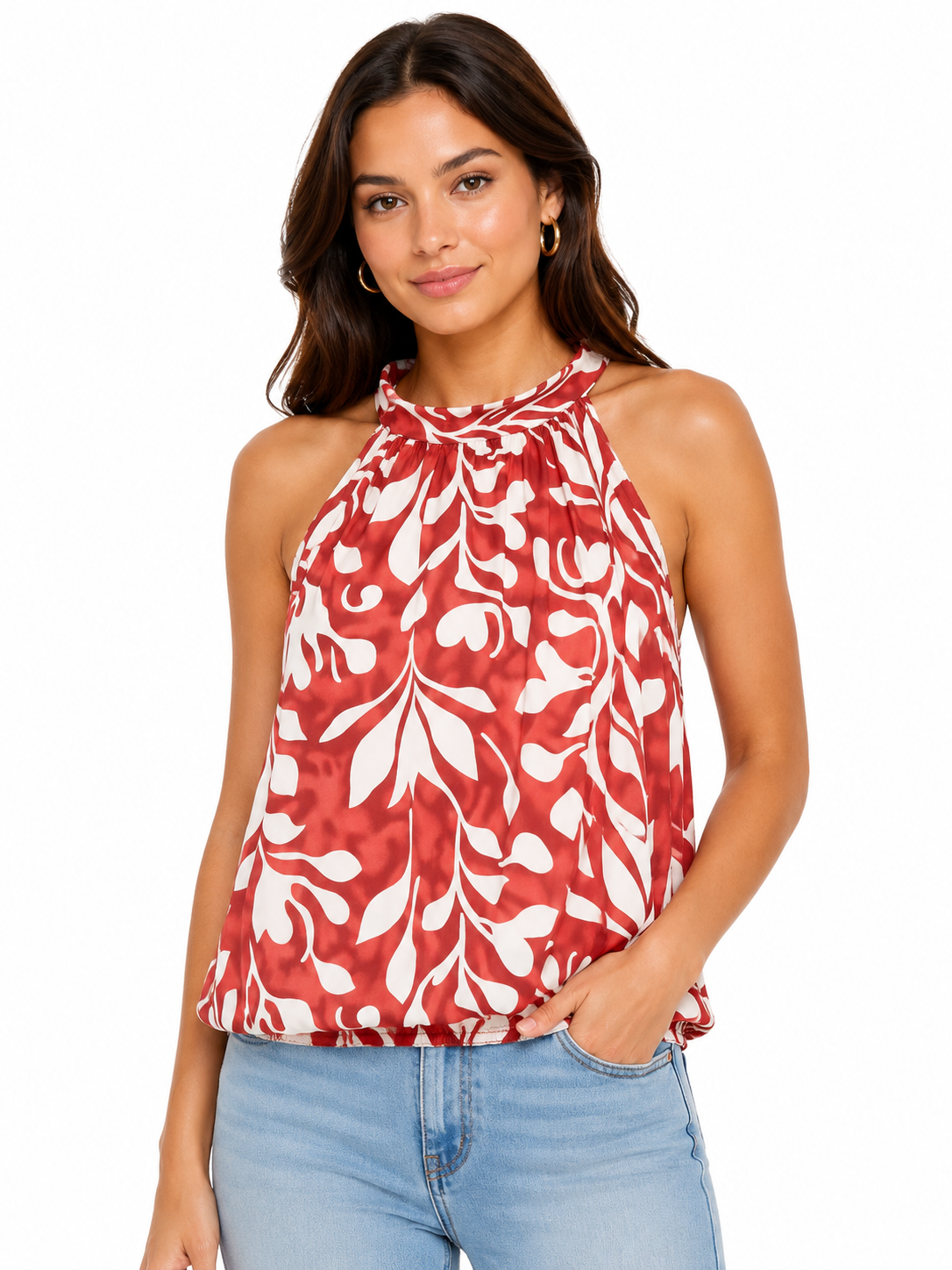 Patterned Halter Neck Top