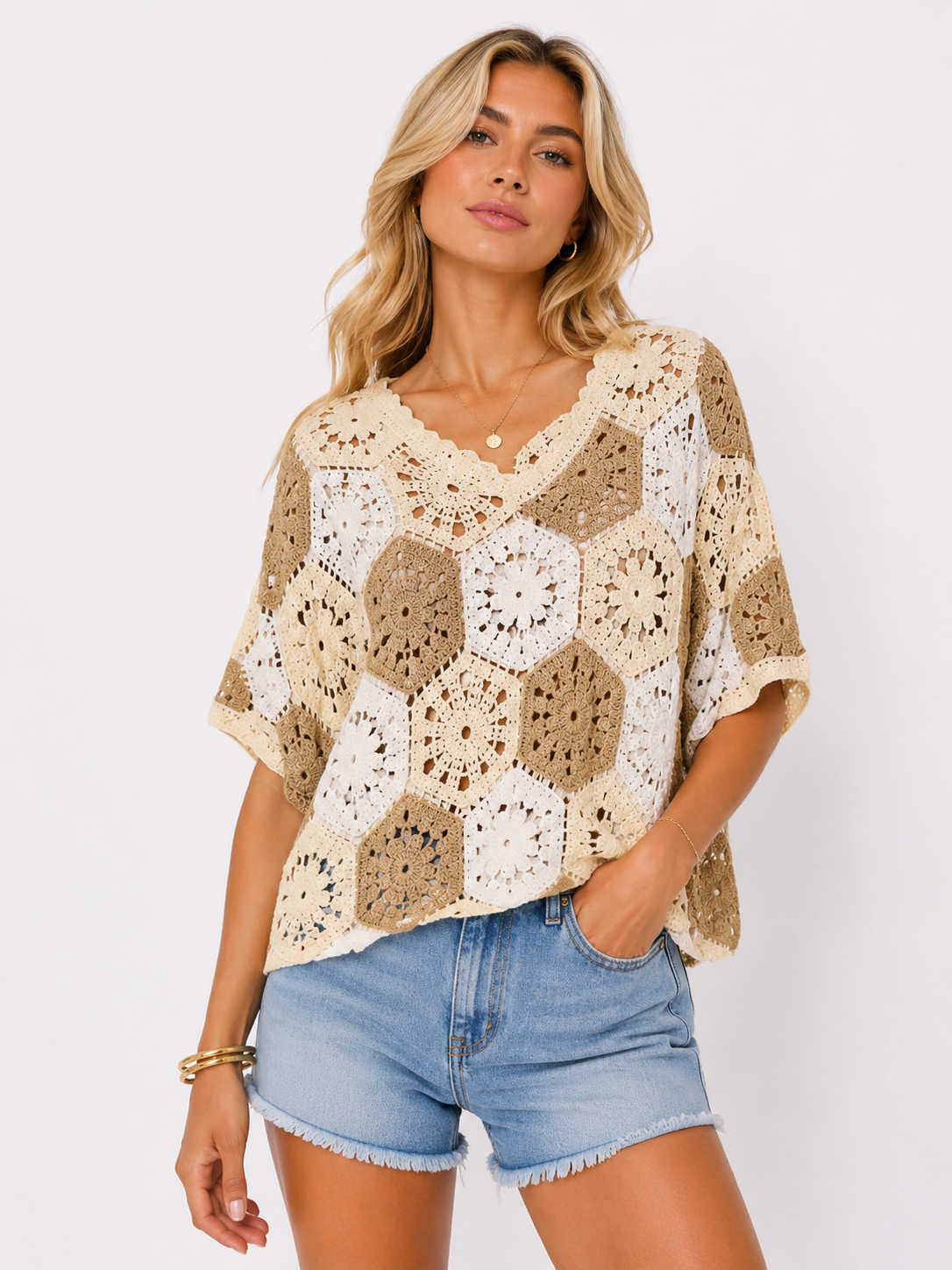 Crochet Short Sleeve Throwover