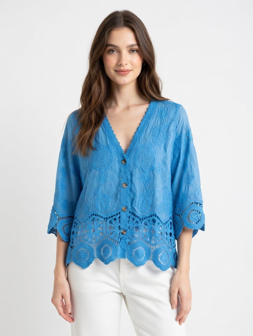 Lace Button Up Blouse