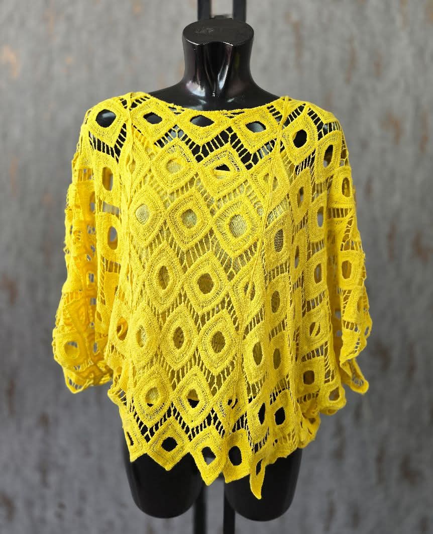 Diamond Crochet Throwover - Yellow