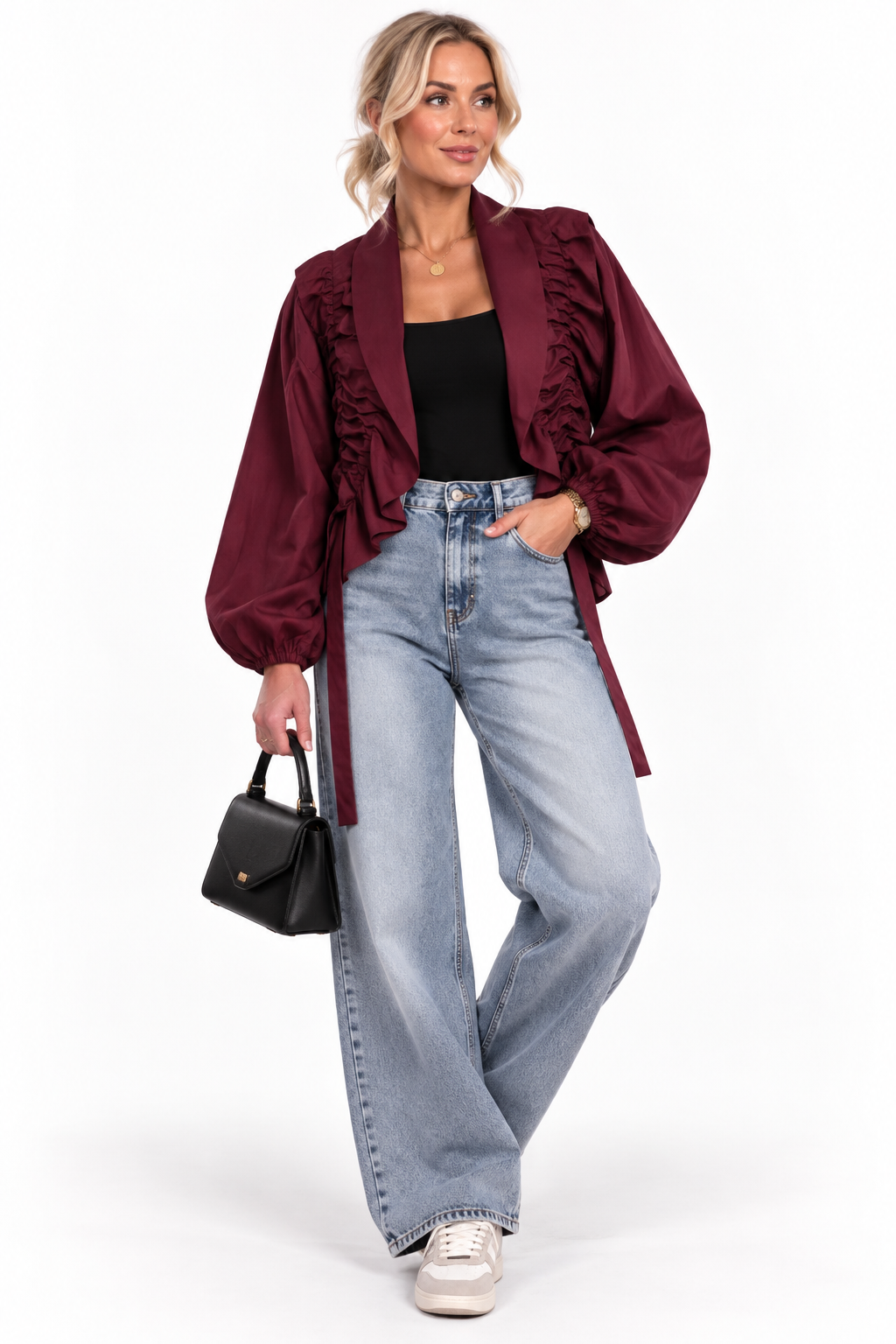 Balloon Sleeve Ruffle Jacket
