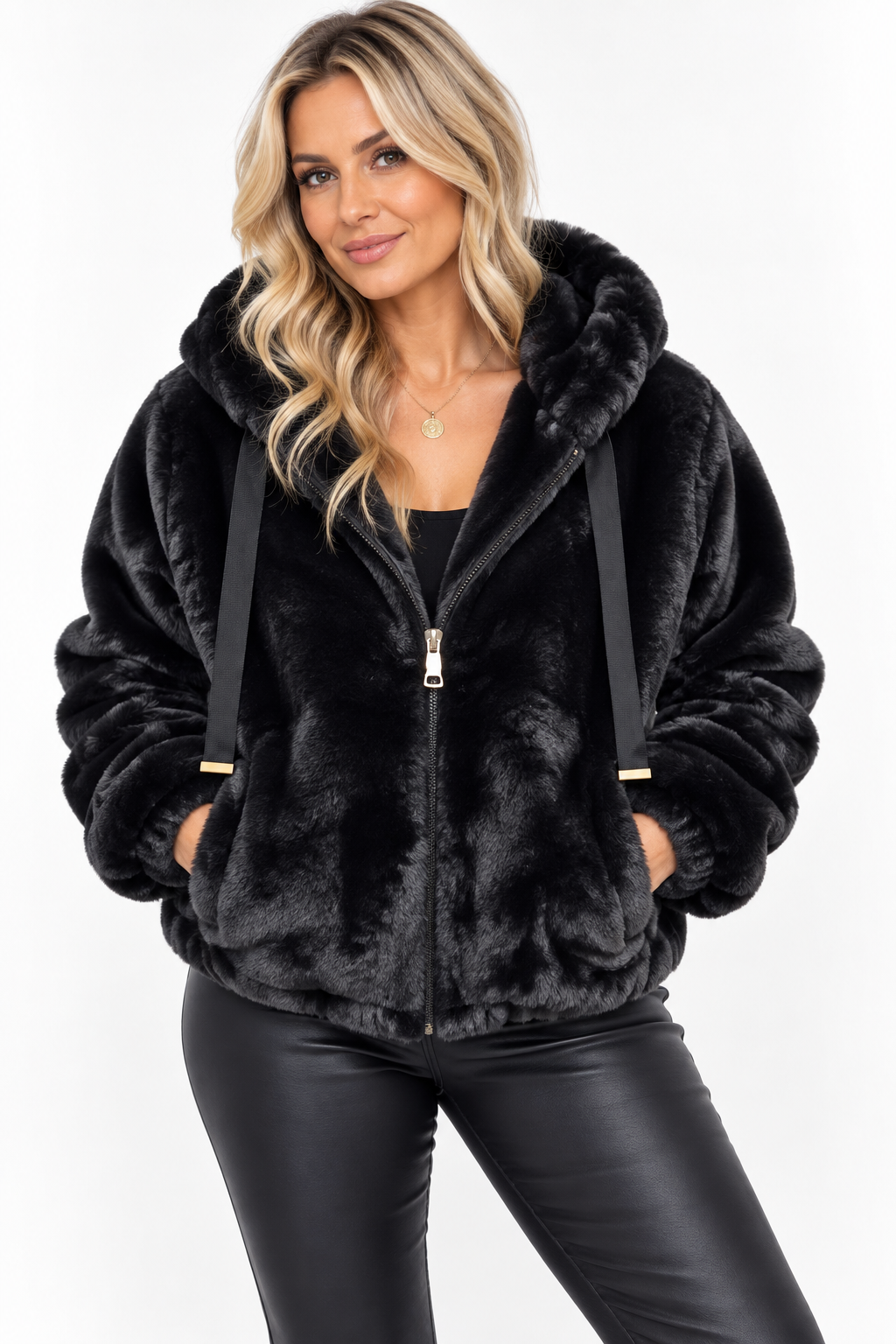 Short Faux Fur Bomber Jacket