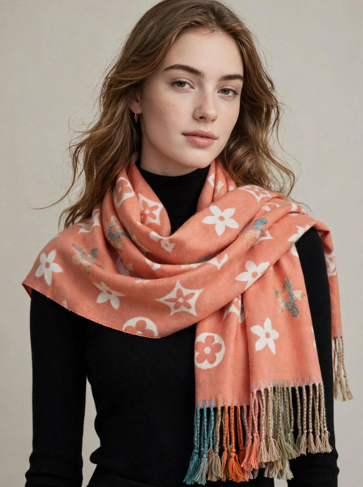 Designer Inspired Floral Scarf