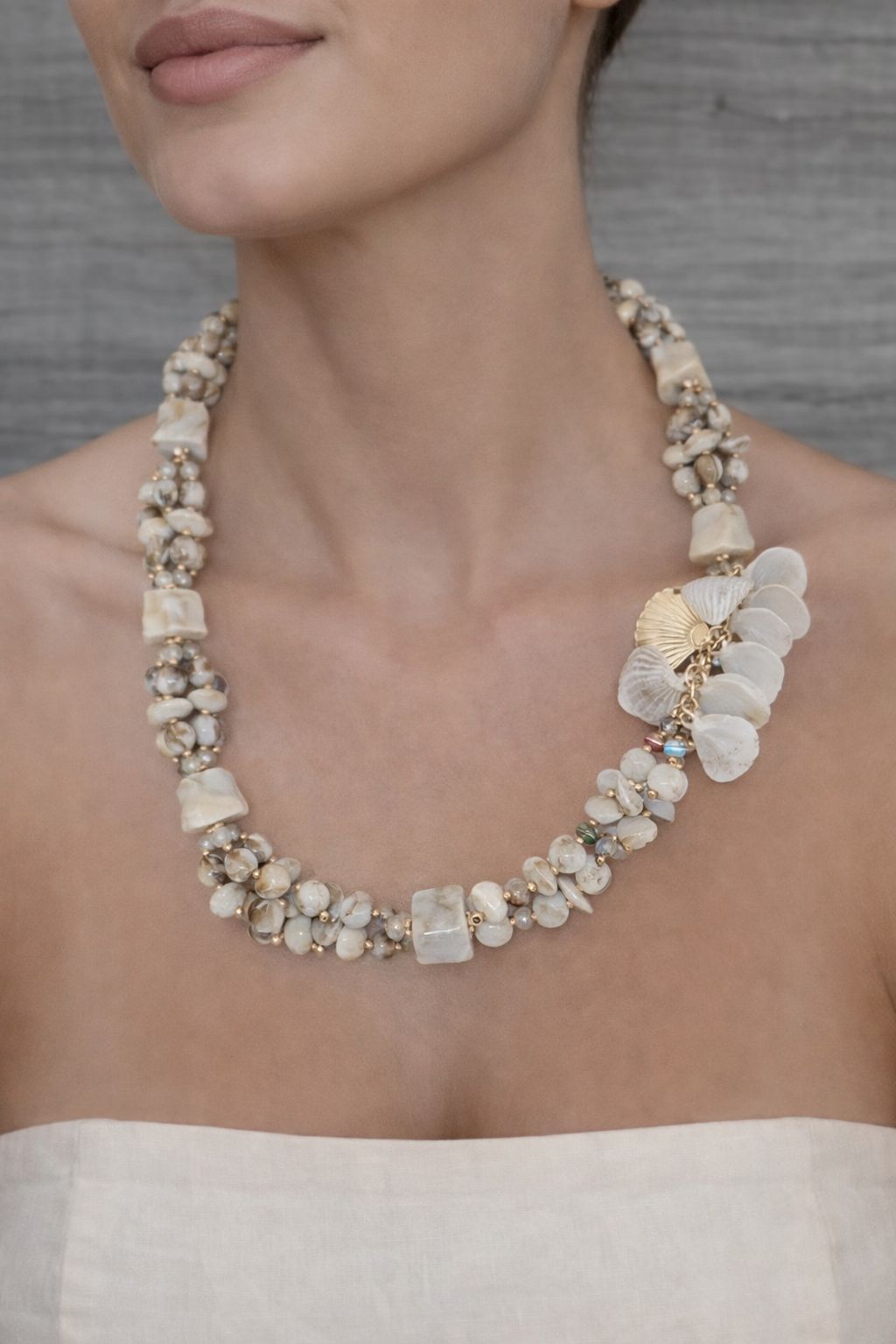 Shell Necklace - Stone Grey
