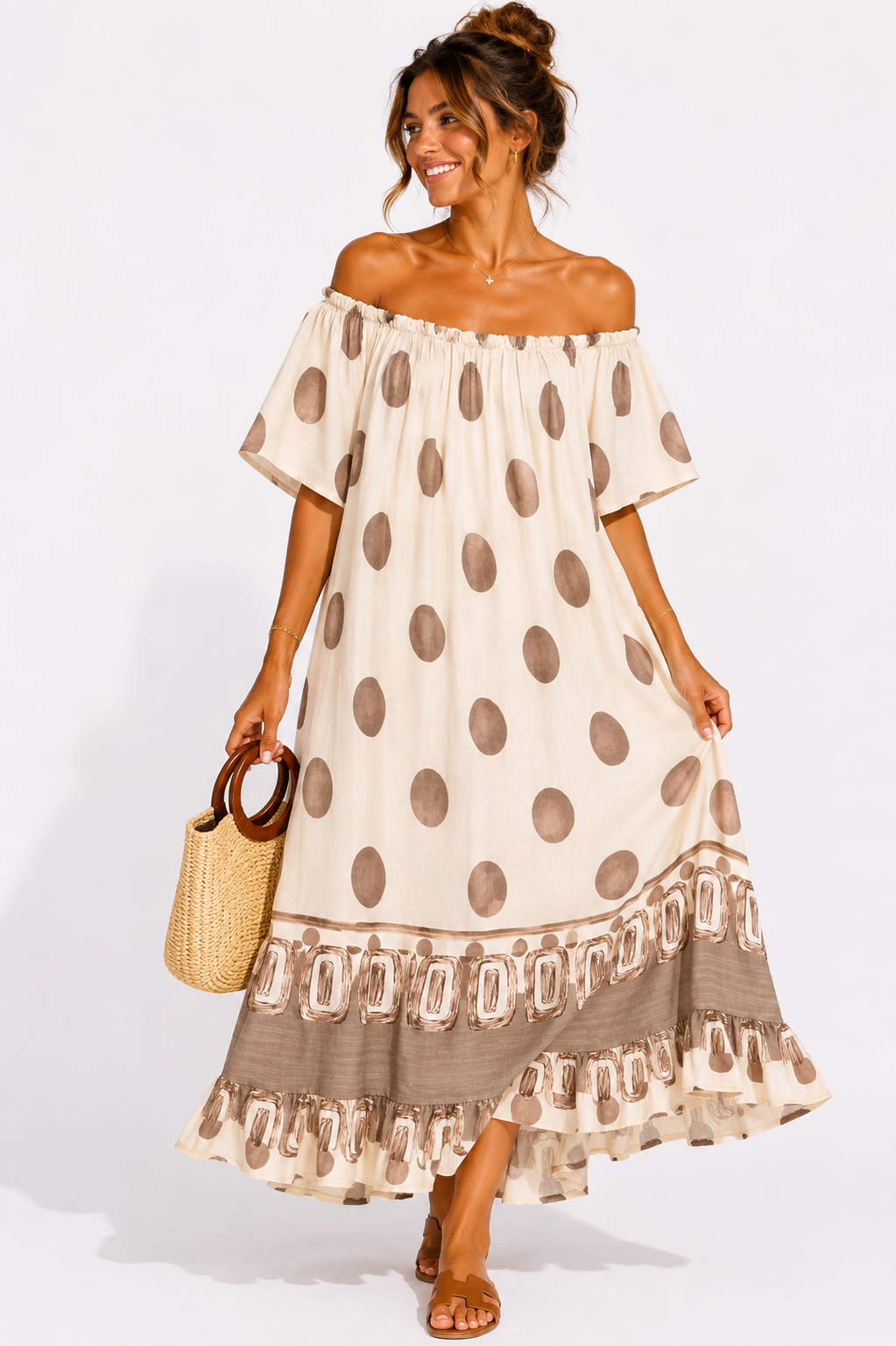 Off Shoulder Printed Dress