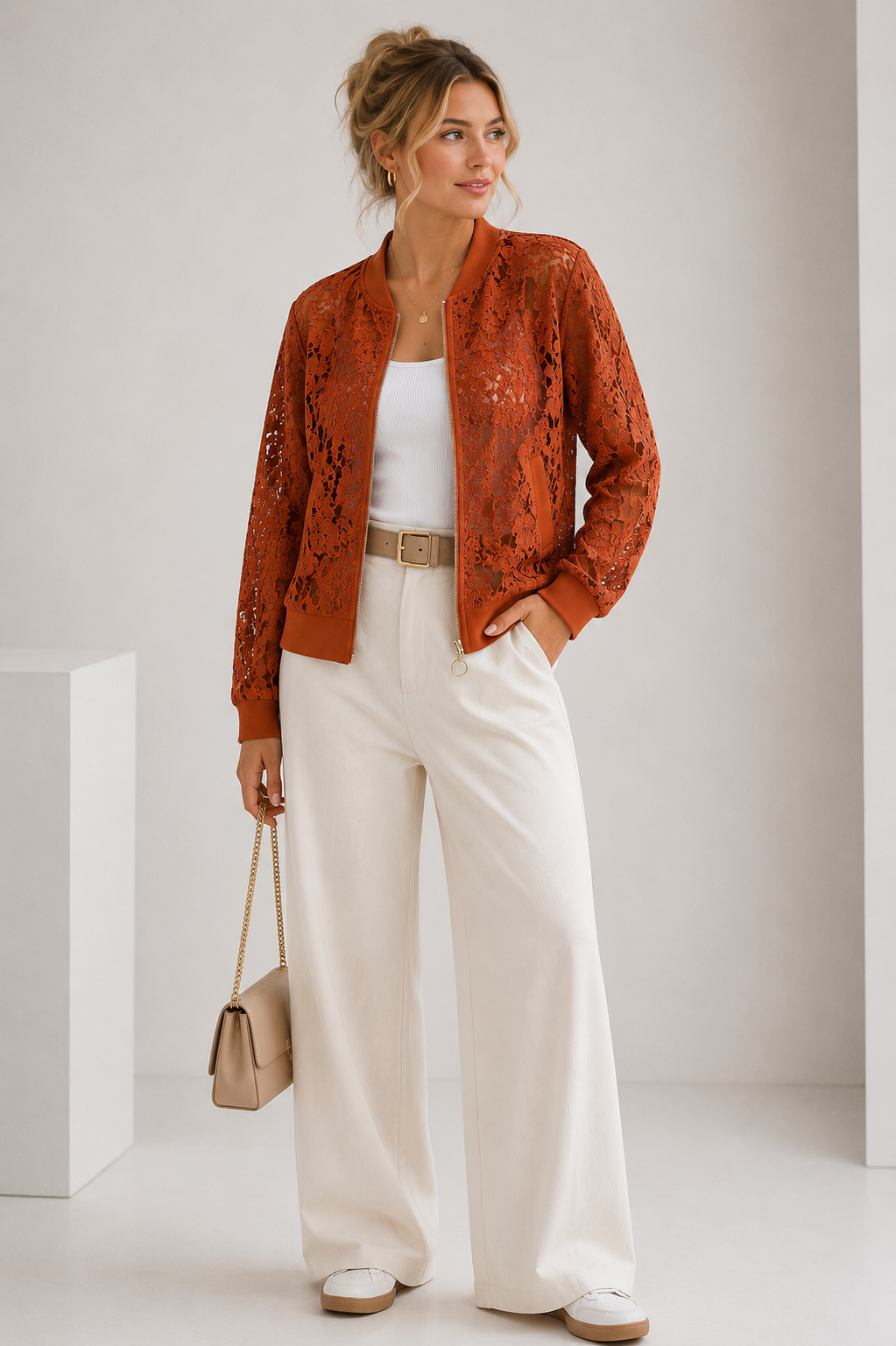 Lightweight Lace Zip Up Jacket