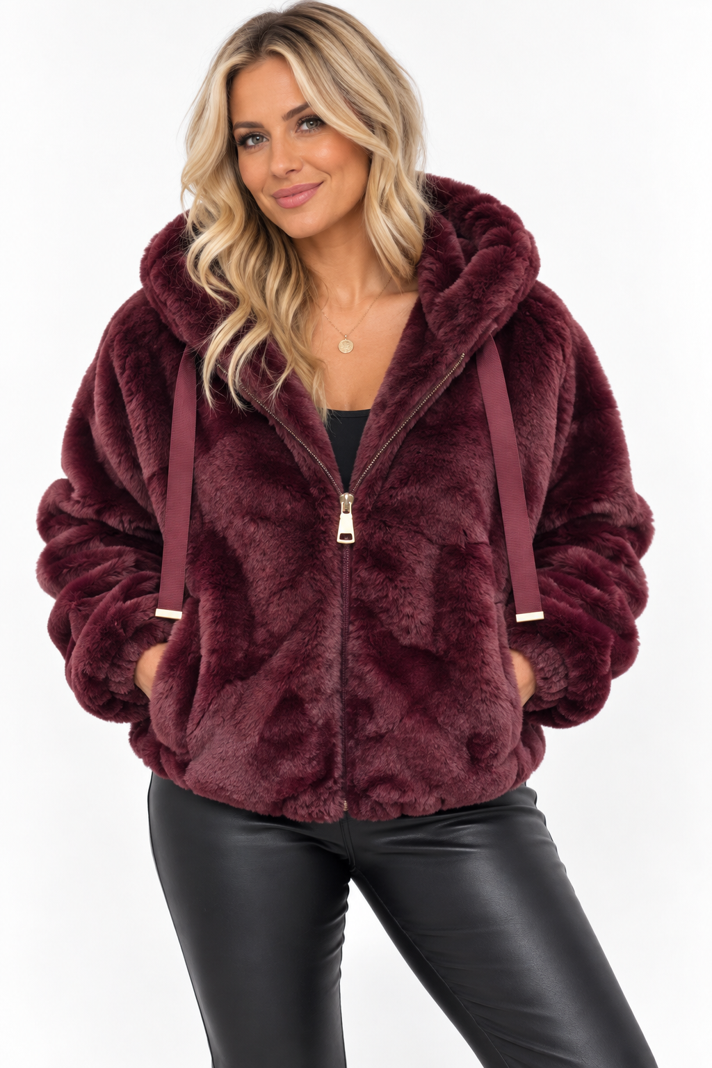 Short Faux Fur Bomber Jacket