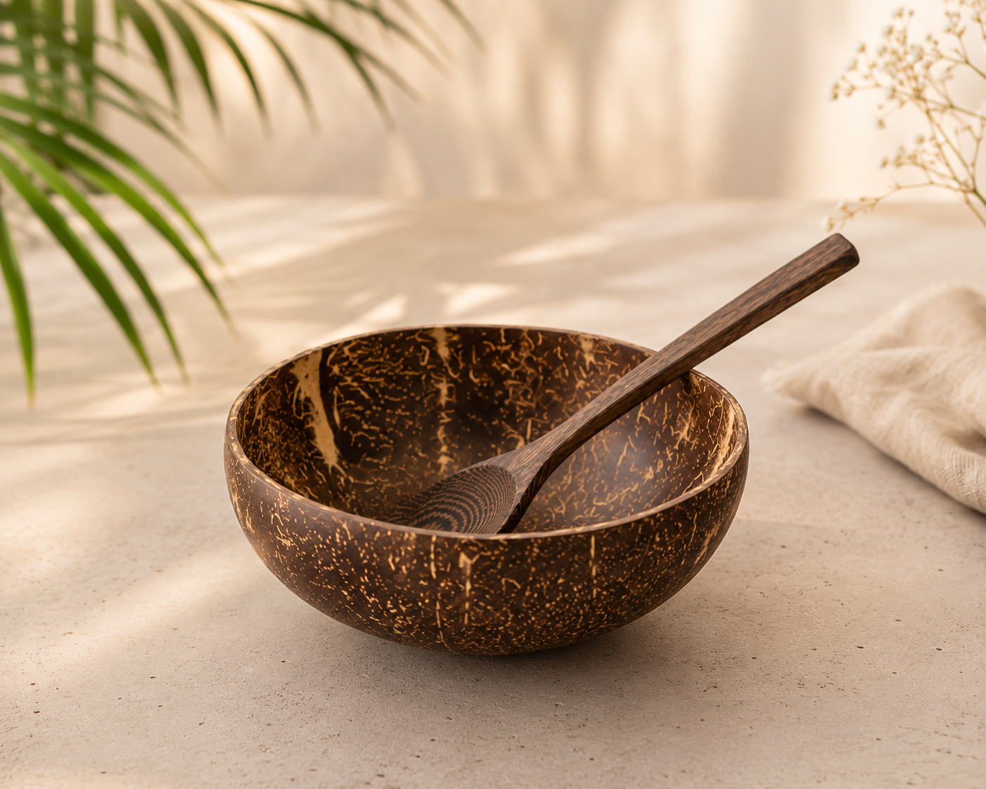 Polished Coco Bowls with Spoons (4 Piece)