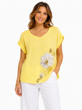 Flower Diamontè Top - Yellow