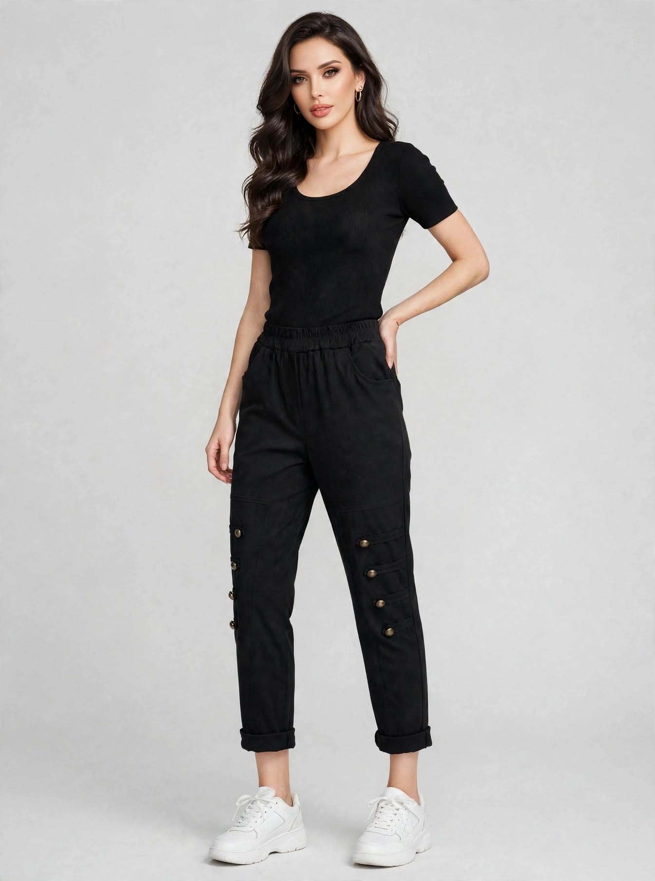 Military style stretch trousers
