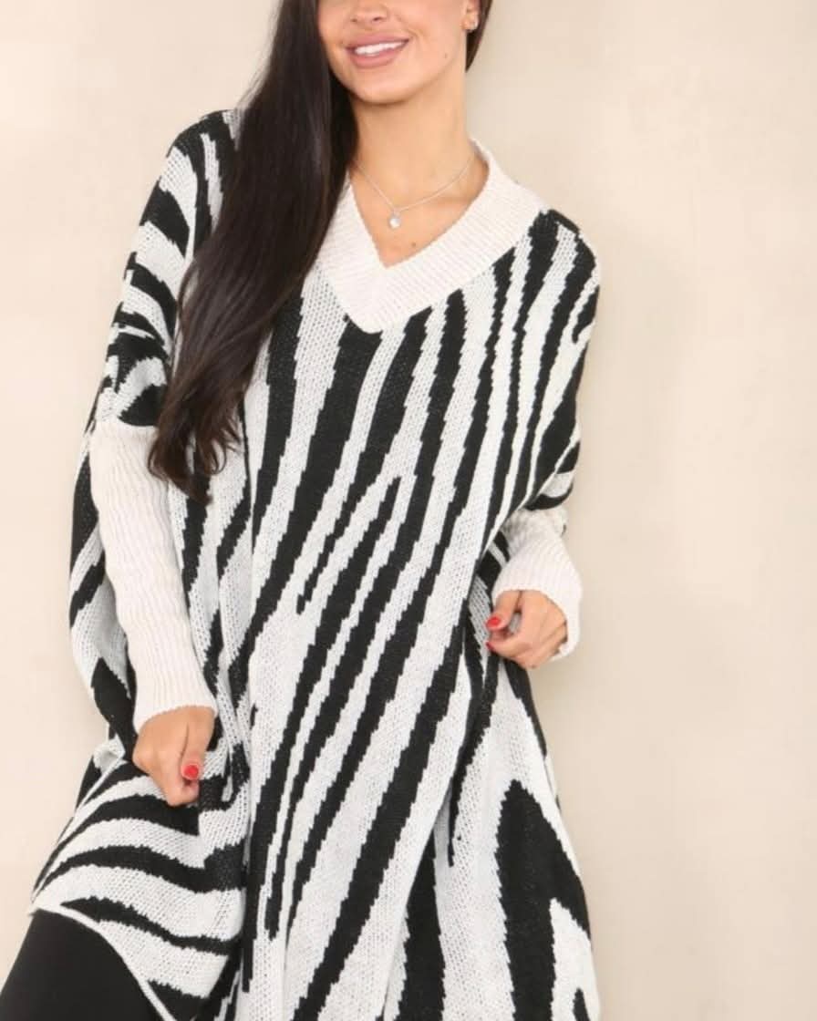 Zebra print oversized jumper