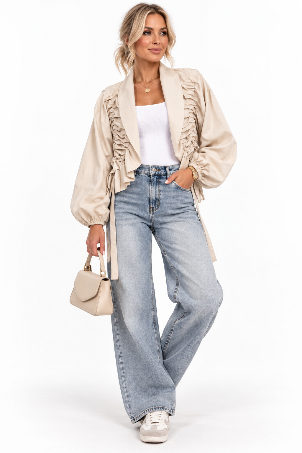 Balloon Sleeve Ruffle Jacket