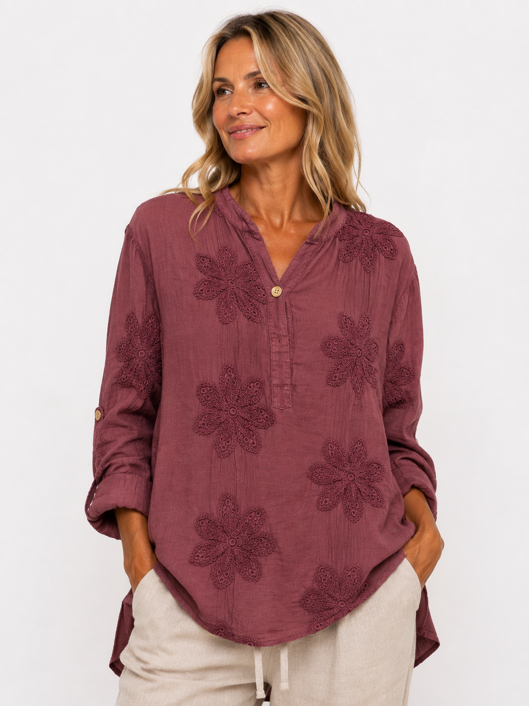 Embroidered Floral Shirt