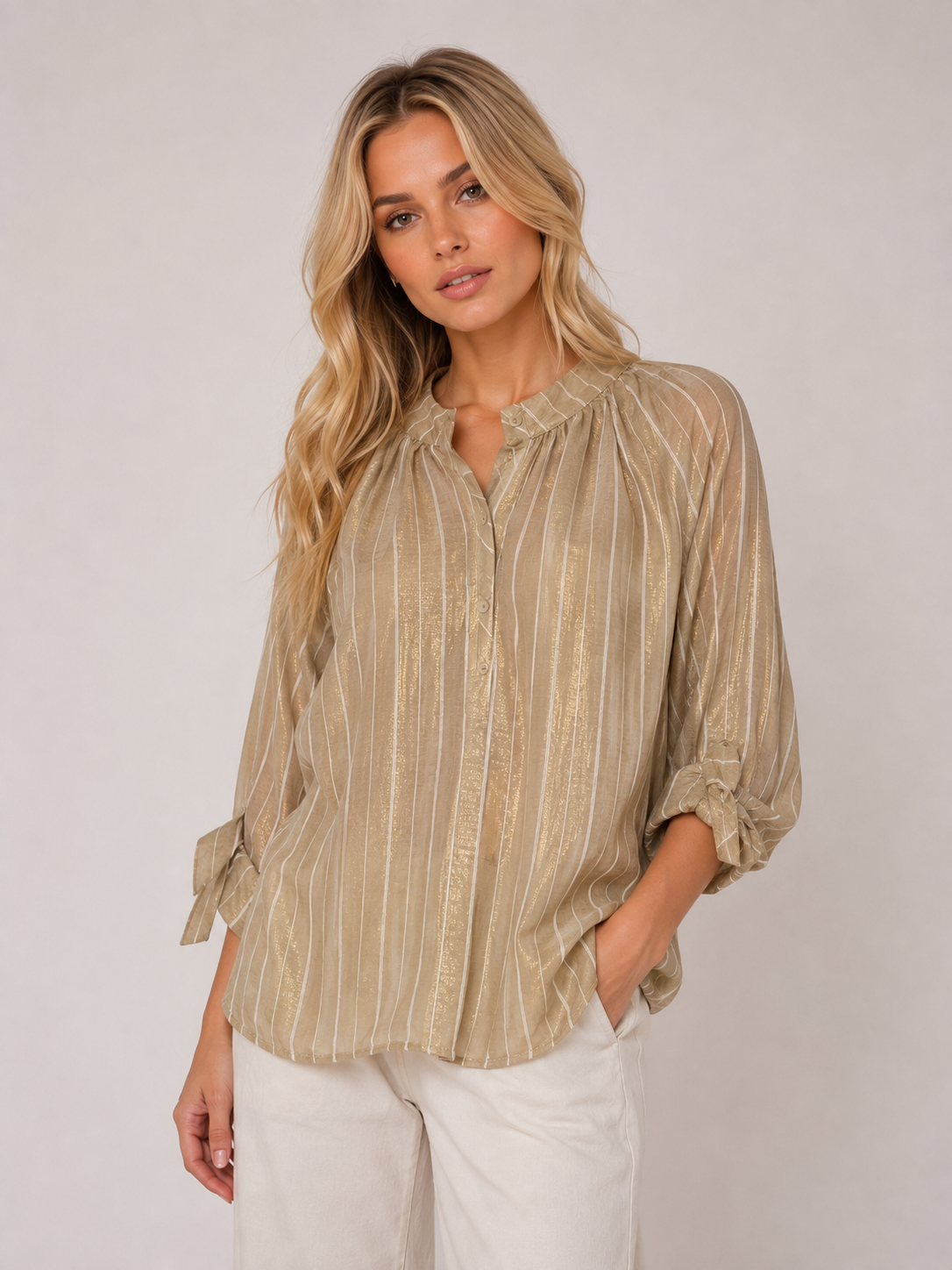 Gold 3/4 Sleeve Blouse