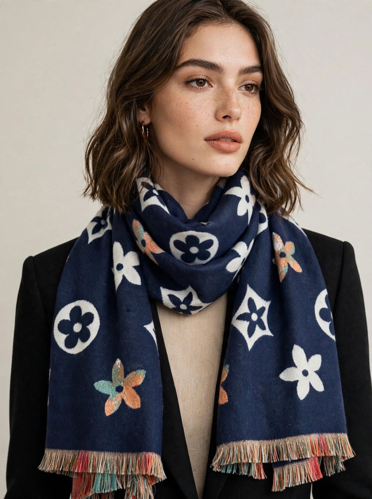 Designer Inspired Floral Scarf