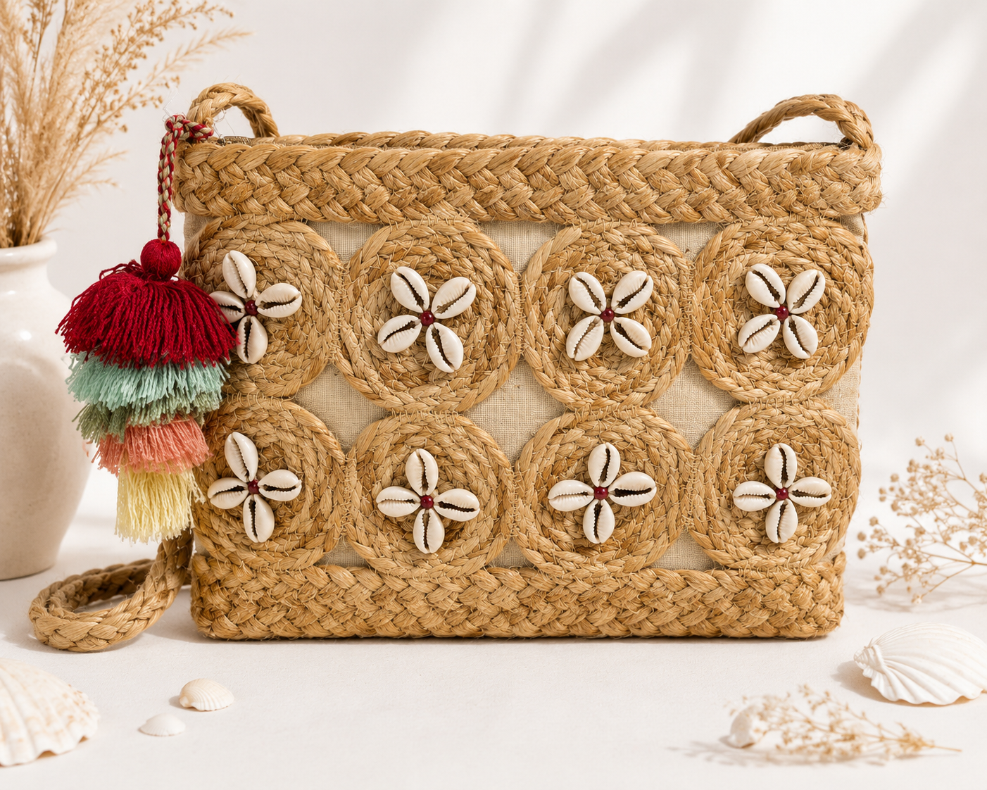 Boho Woven Shell Bag