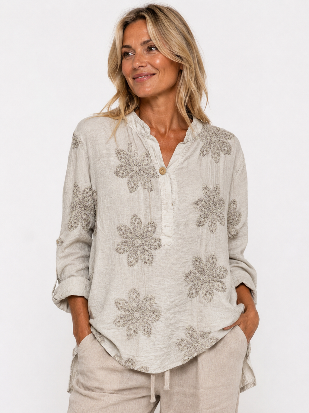 Embroidered Floral Shirt