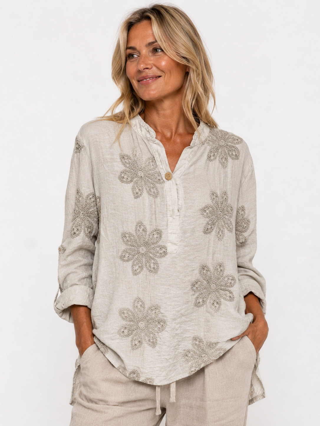 Embroidered Floral Shirt