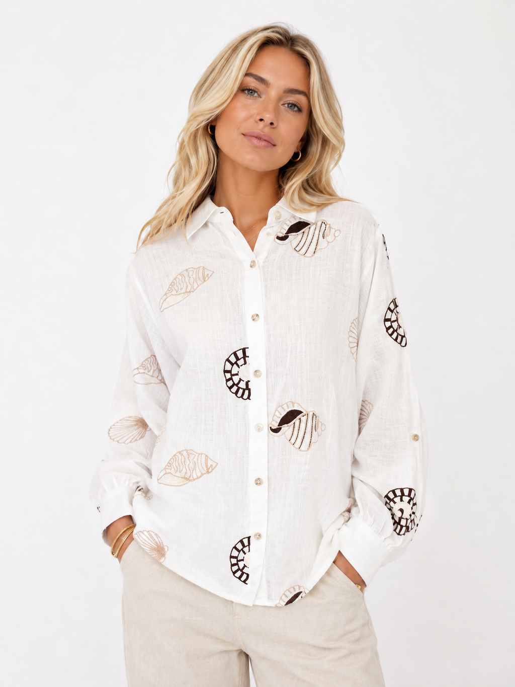Embroidered Seashell Shirt