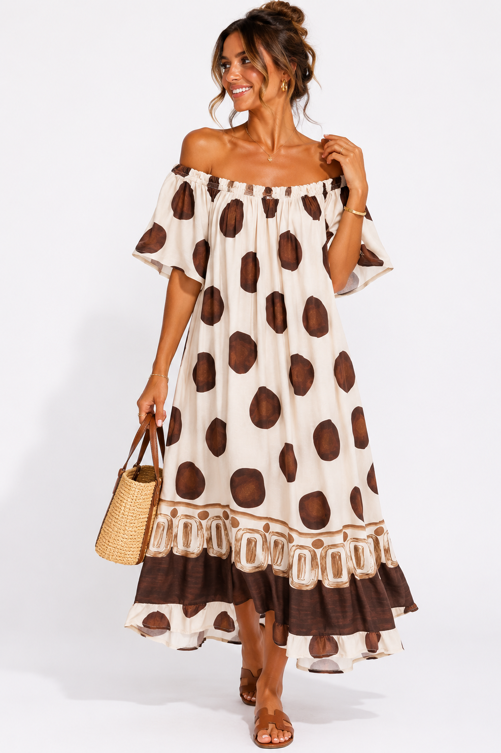 Off Shoulder Printed Dress