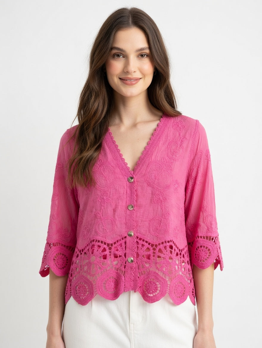 Lace Button Up Blouse
