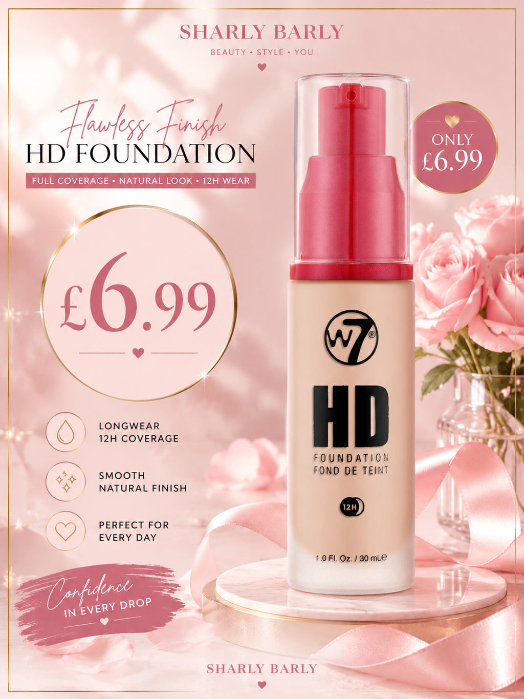 W7 High Definition Foundation - Natural Beige