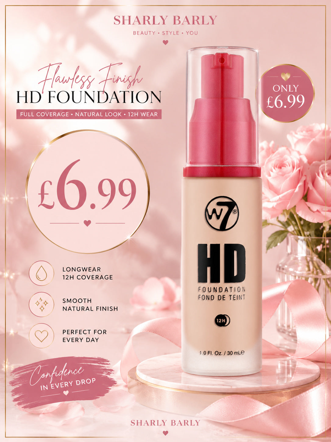 W7 High Definition Foundation - Natural Beige