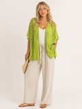 Crochet Short Sleeve Throwover - Lime