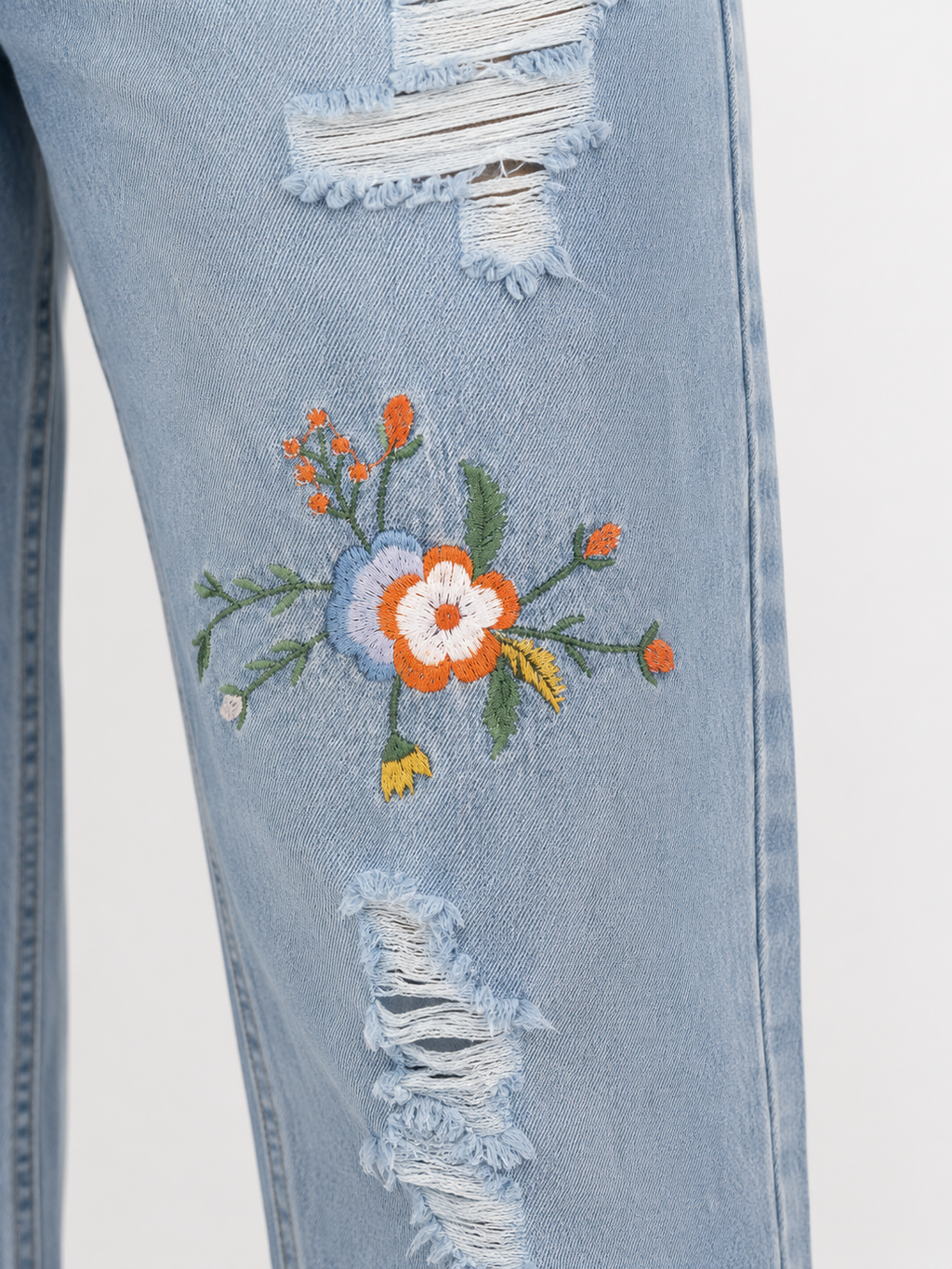 Embroidered Floral Jeans